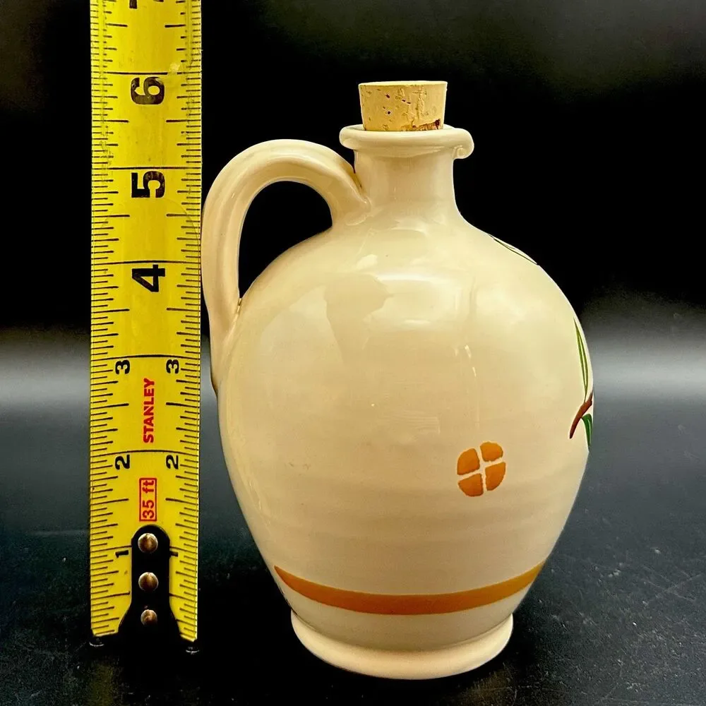 Nuova Coli Italy Ceramic Olive Oil Cruet Hand Painted Olio Jug Italian Pottery